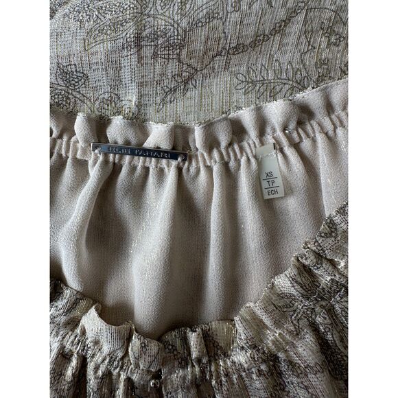 Elie Tahari Ruffle Neck Metallic Silk Blend Blouse Size XS - Picture 8 of 8